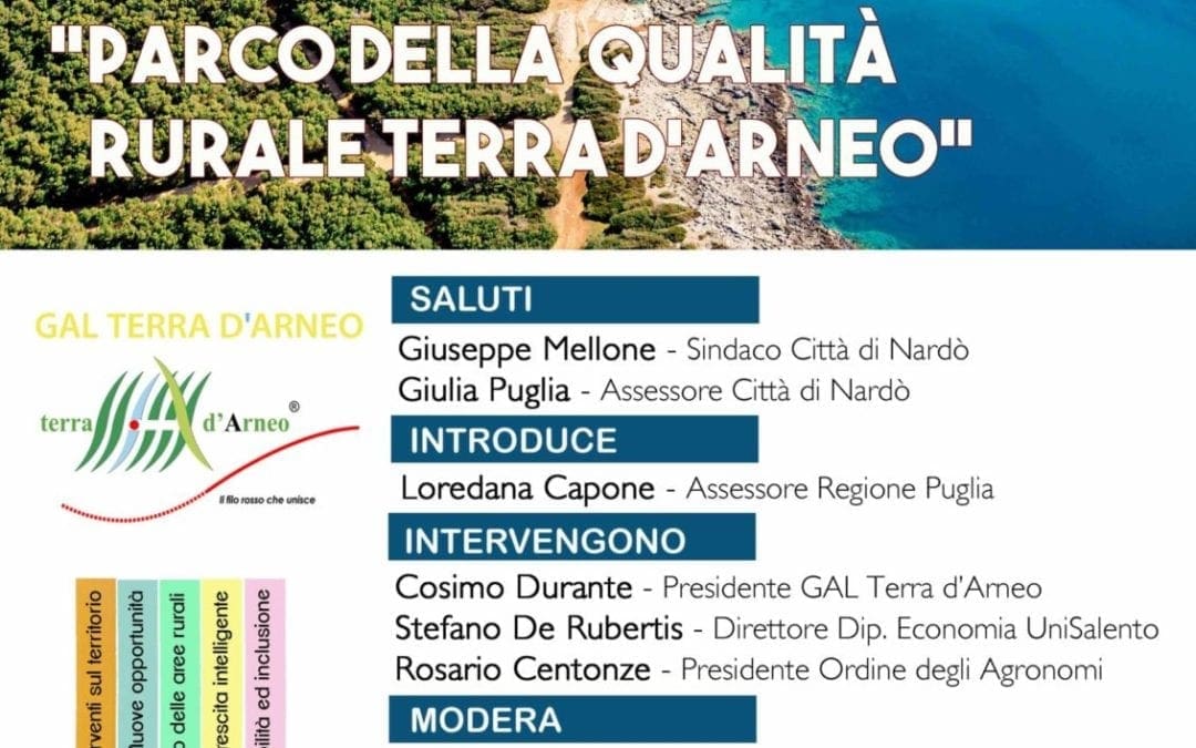 Continuano gli incontri di animazione territoriale a cura del GAL Terra d’Arneo: un nuovo appuntamento a Nardò