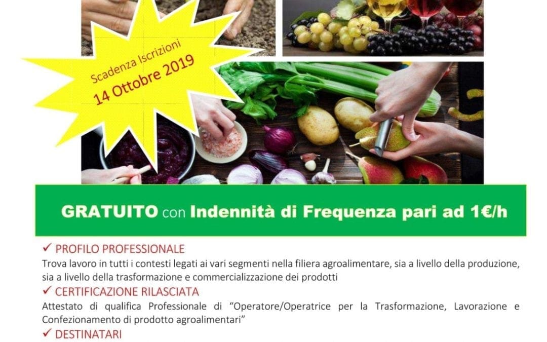 Operatore per la Trasformazione, Lavorazione e Confezionamento di prodotti agroalimentari